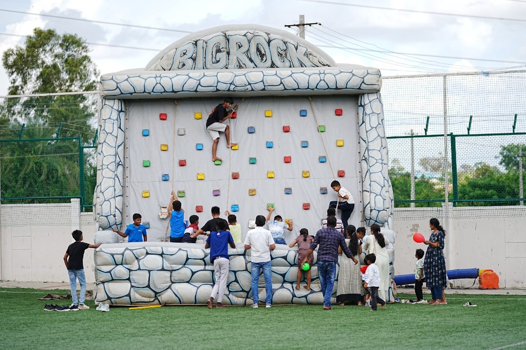 Students enjoying adventure sports on campus at TACS
