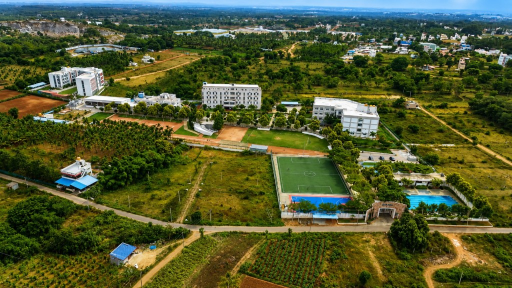 Aerial view of The Academic City School campus in Bengaluru